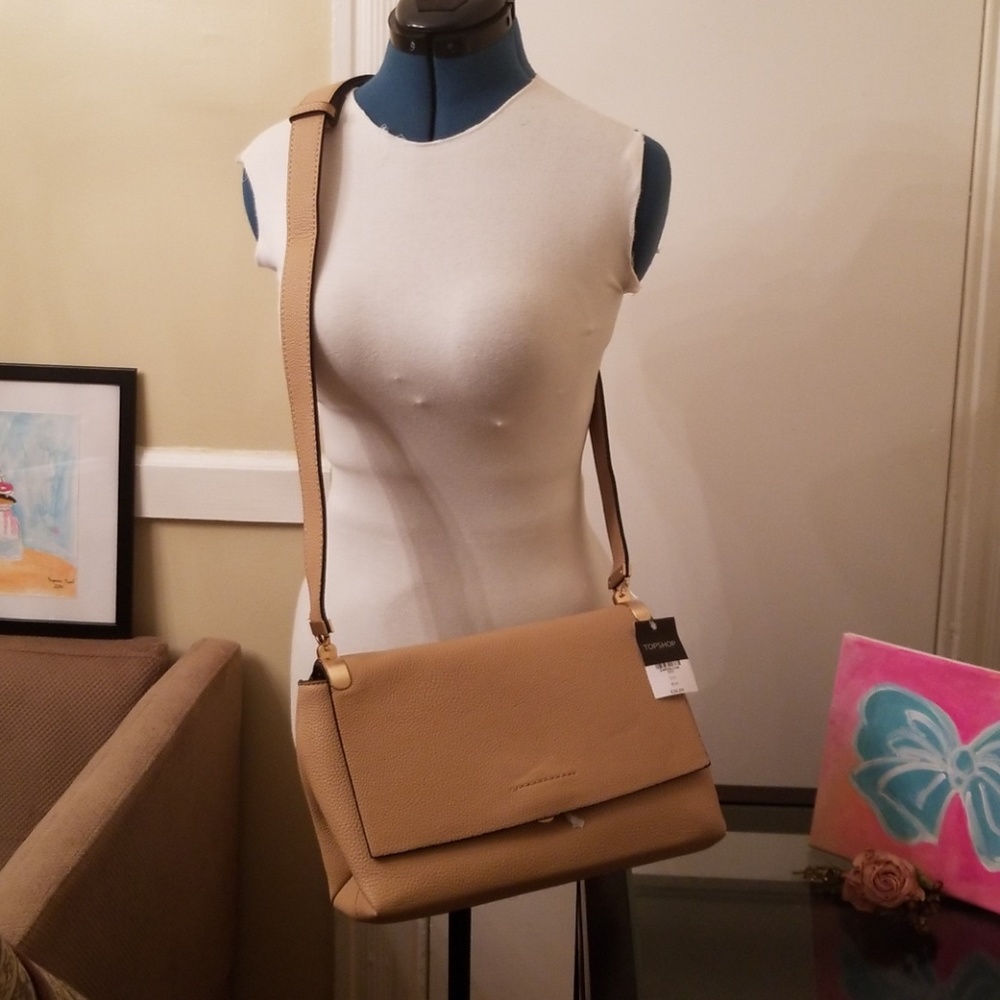Sold-Nude pebble vegan leather crossbody